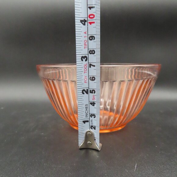 Set of 2, Vintage Pink Depression Glass Ribbed Cereal / Snack/ Soup Bowl - Picture 5 of 9
